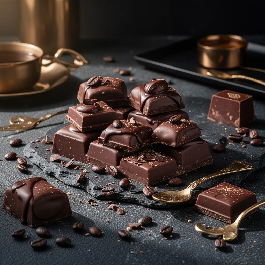 Tablettes de chocolat artisanales et fèves de cacao torréfiées